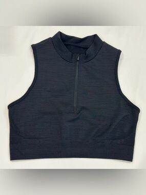 Women’s Best Sleeveless Black Zip Mock Neck Crop Top